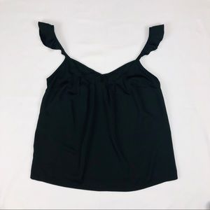 ModCloth Flirty Black Ruffle Strap Tank Top